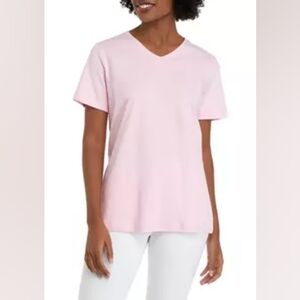 KIM ROGERS Women's Short Sleeve V-Neck Solid Pink T-Shirt - Size M